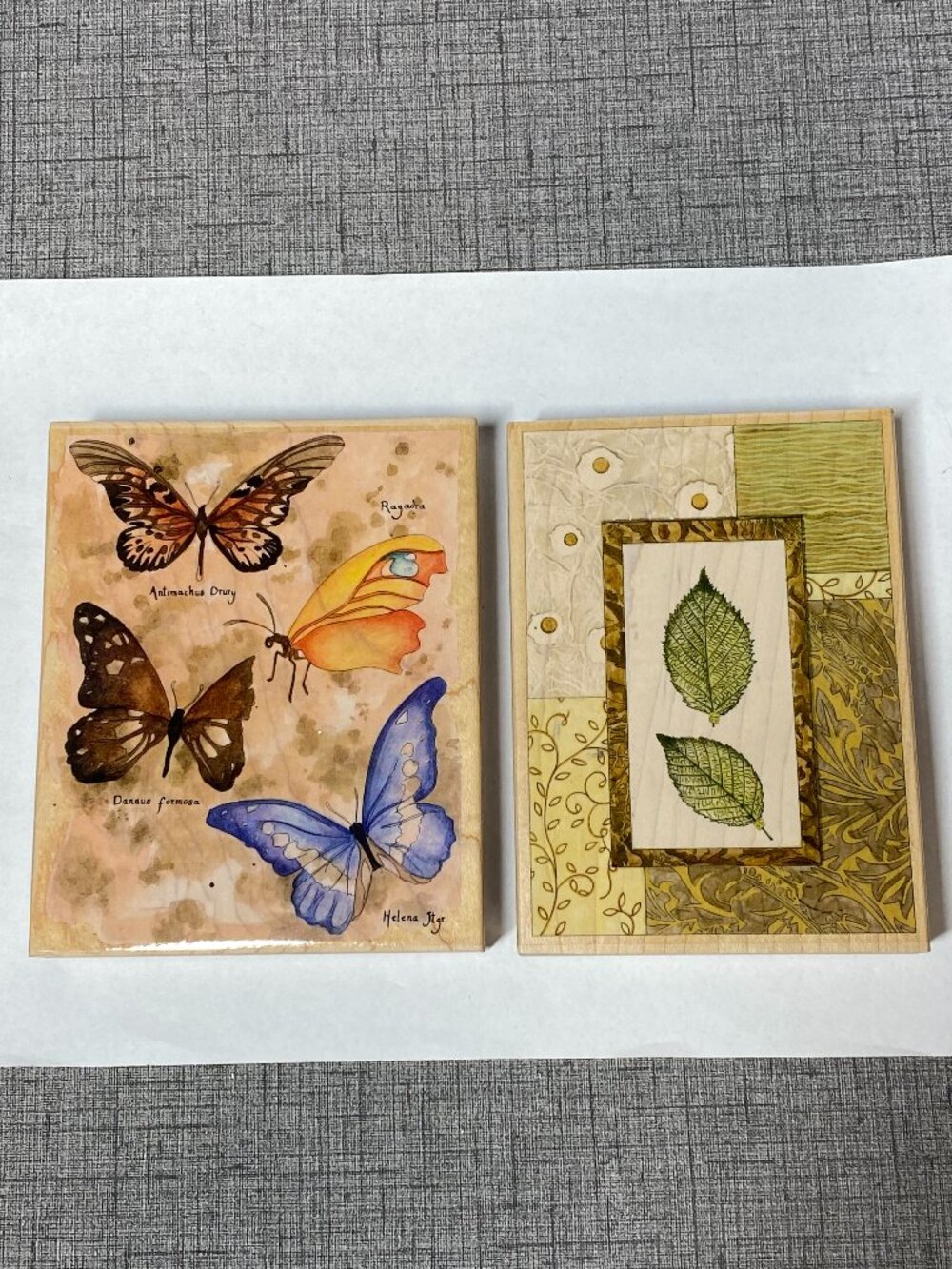 2 VTG Stamps Happen Wood Mounted Stamps Butterfly Garden New Old Stock